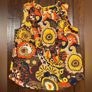 J Crew Darwin 100% Silk Button Back Sleeveless Top Size 6 Ruffle Detail Rare!